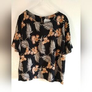 Cute Vintage California Krush Floral Hawaiian Blouse Shirt Short Sleeve Large